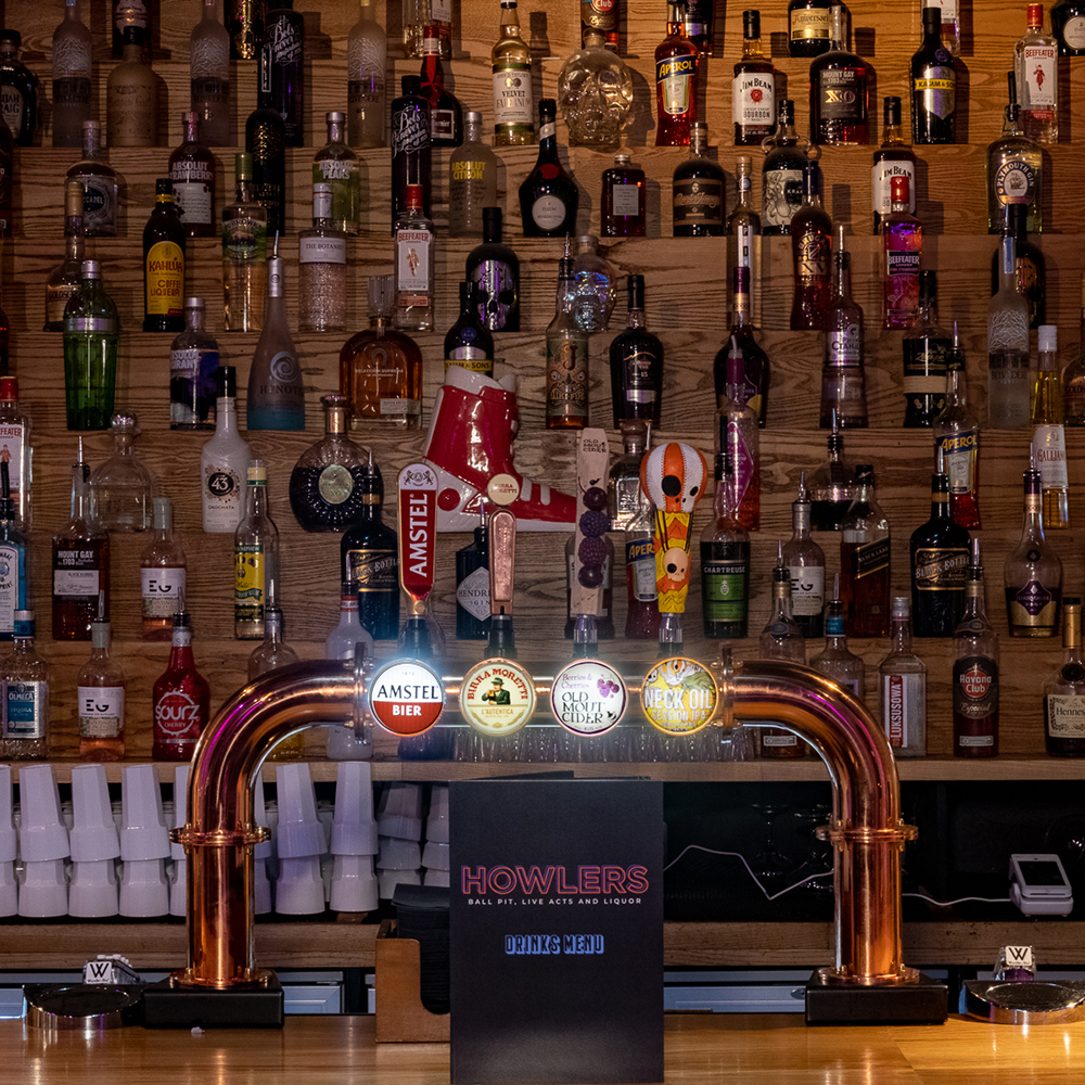 Wide selection of spirits and drinks at the Howlers bar