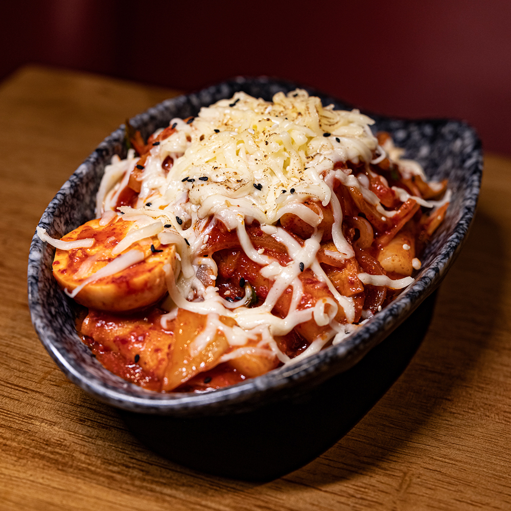 Korean BBQ meal topped with cheese