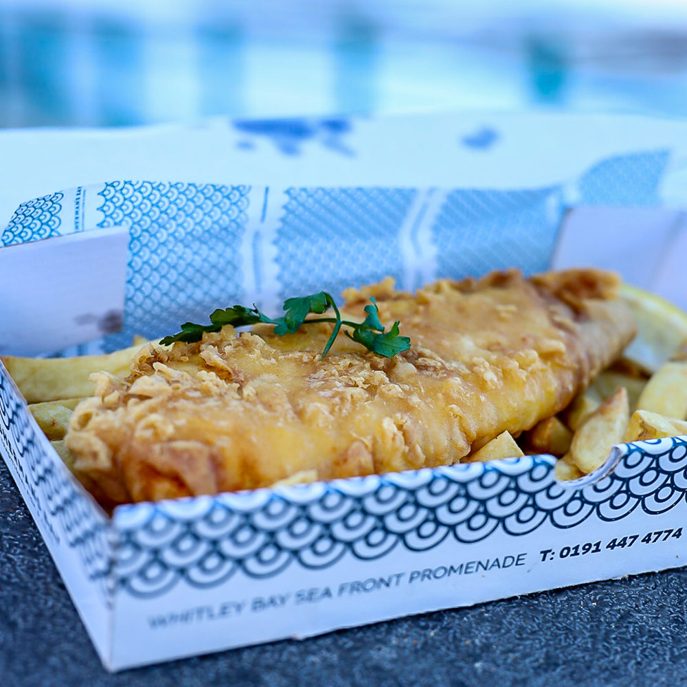 Fish and chips meal from Fisherman's Bay Traditional Fish & Chip shop in Whitley Bay