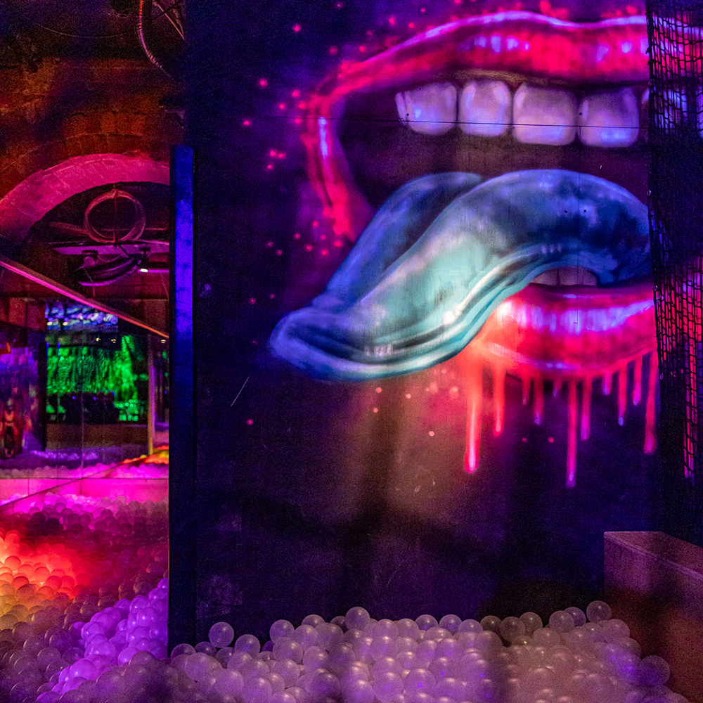 Howlers Newcastle ball pit nightclub and bar with neon wall graffiti