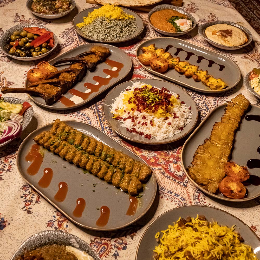 Selection of Persian-style dishes