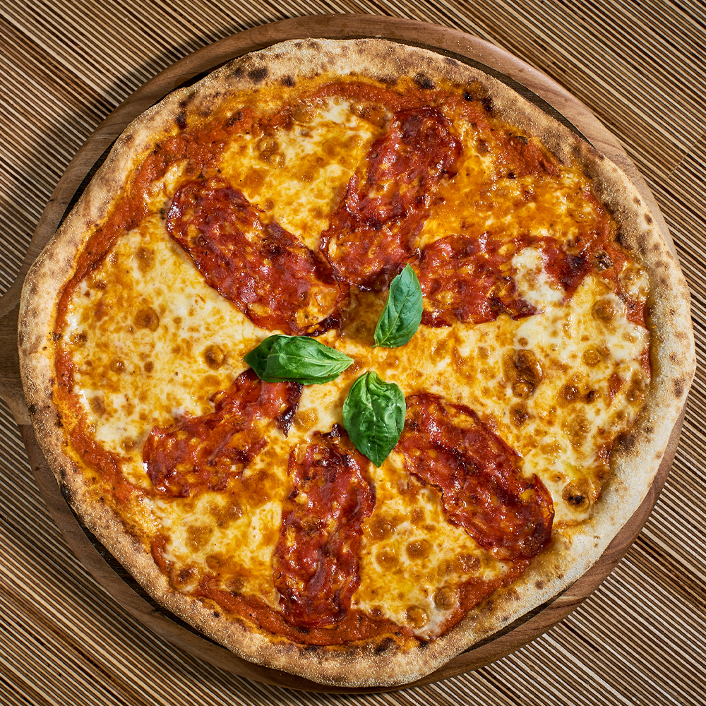 Sourdough pizza from Italian restaurant and takeaway