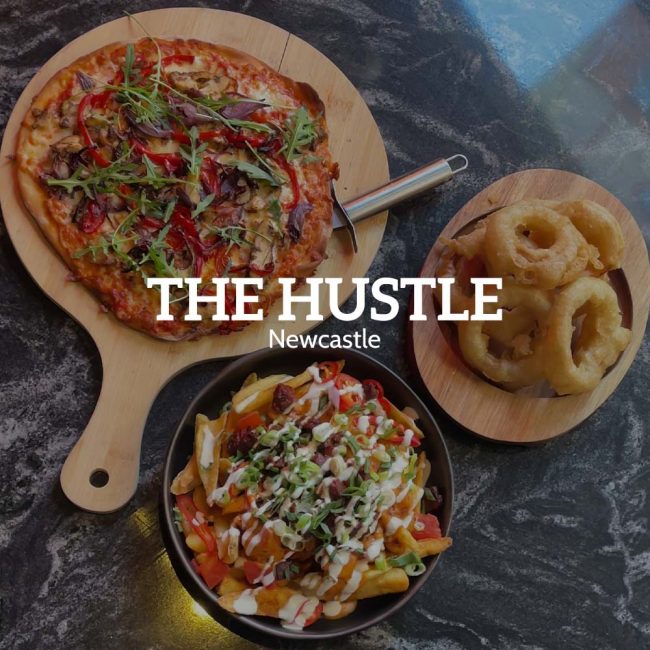Pizza and sides from The Hustle Newcastle